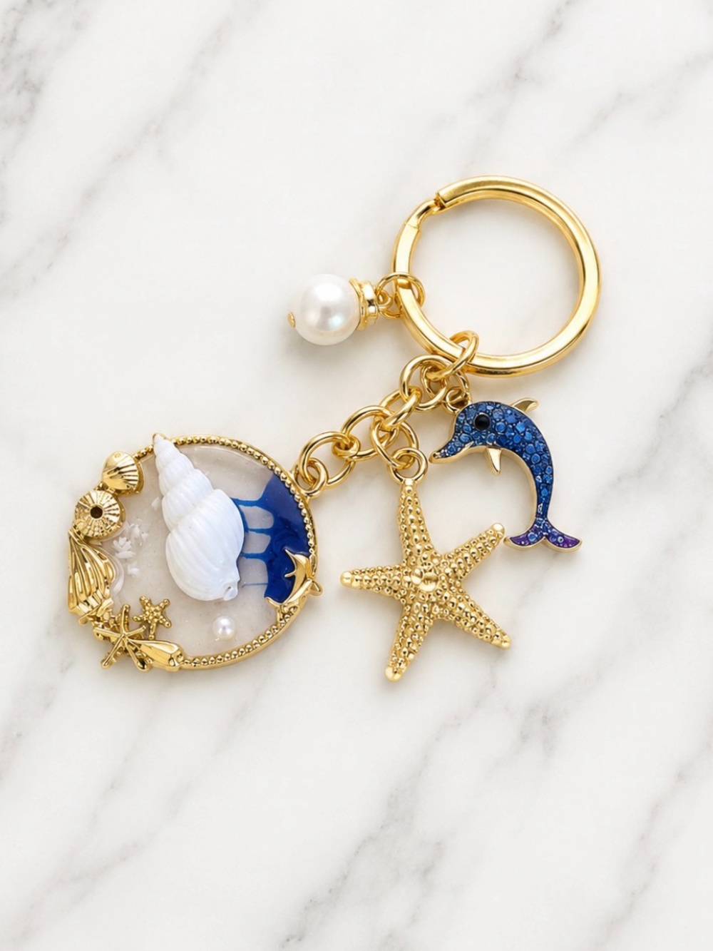 Bag Charm/Keyring-Beach Theme Bag Charm/Keyring-Gold Hardware